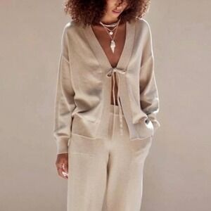 Free People Beach Solar Sweater Fromt Tie Oversized Cardigan SZ XS Beachy Boho